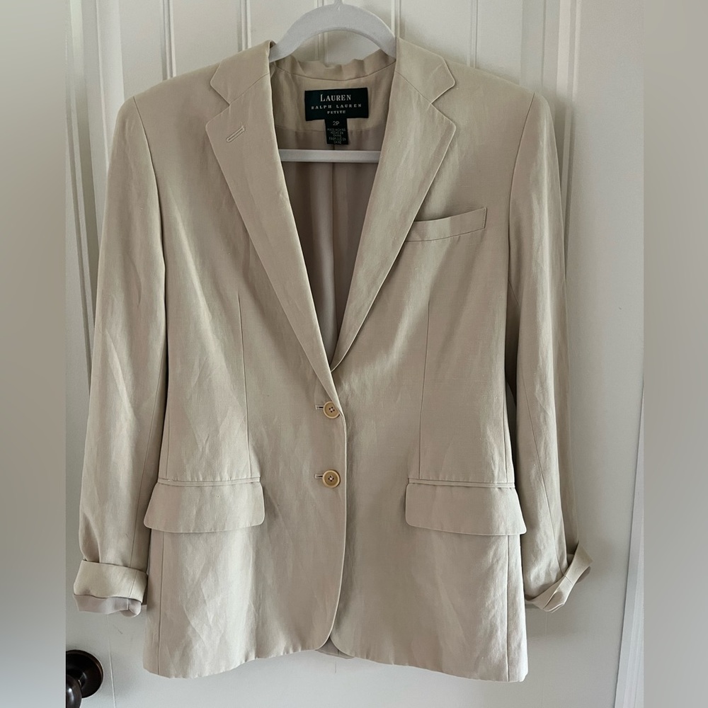 Ralph Lauren silk and linen cream blazer